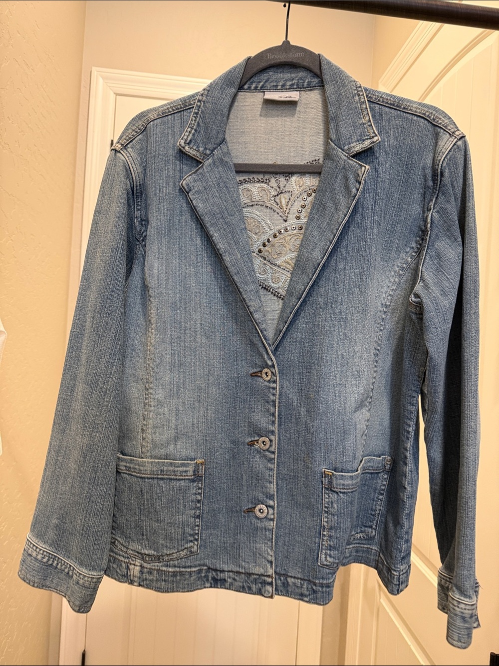 Chico's Platinum Light Blue Denim Blazer Jacket